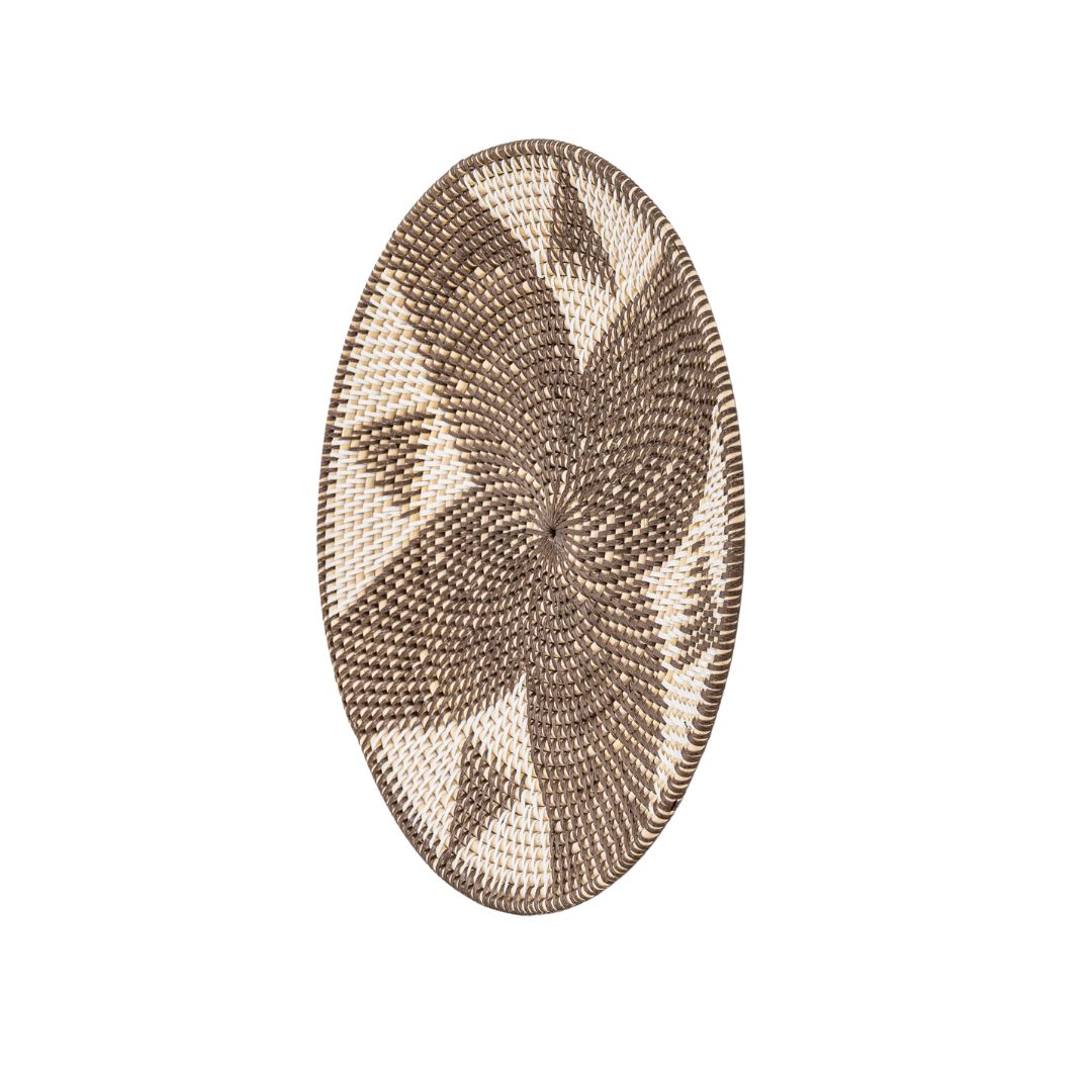 Cesta decorativa Lontar | Motivo de rombos | Marrón/blanco, 30 cm