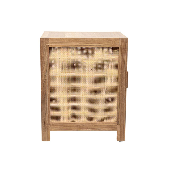 Teak & Rattan Nightstand