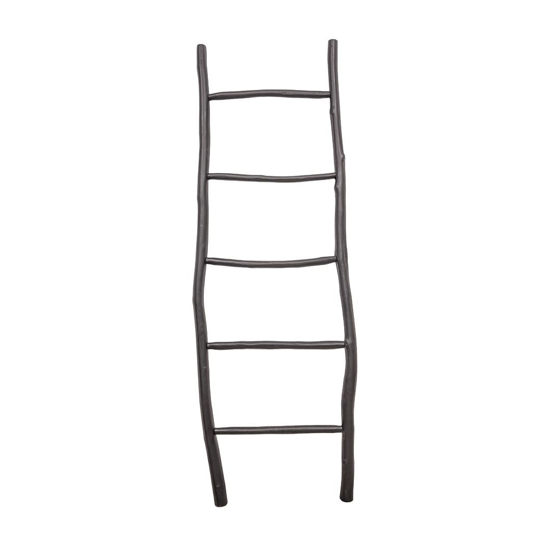 Escalera toallero decorativo Freya de teca negra | 165cm