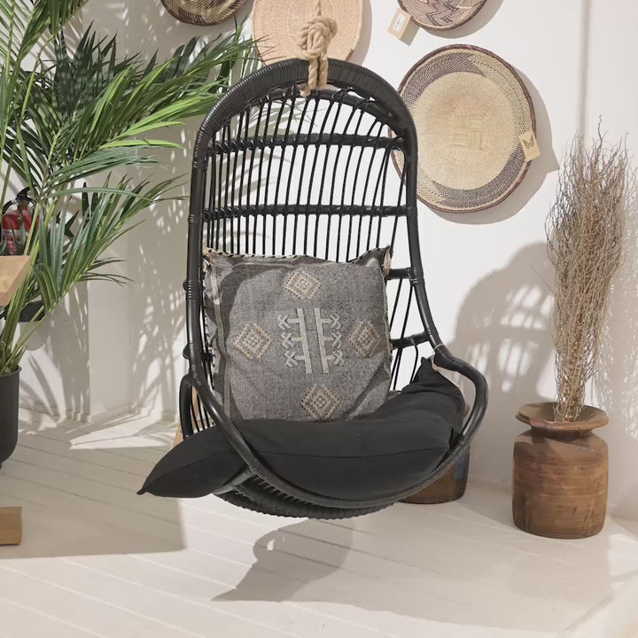 Hanging Rattan Chair | Black