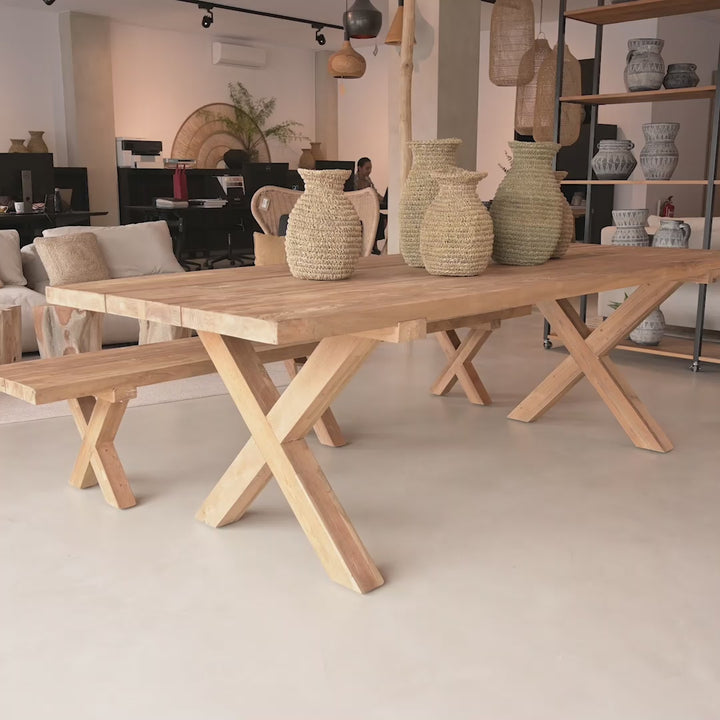 Borneo Outdoor Table | Stretcher | Natural Legs | 300x100x76cm