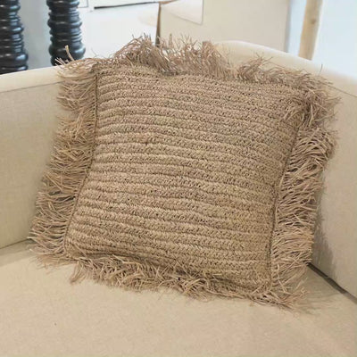Housse de coussin en raphia | Franges | 45 x 45 cm