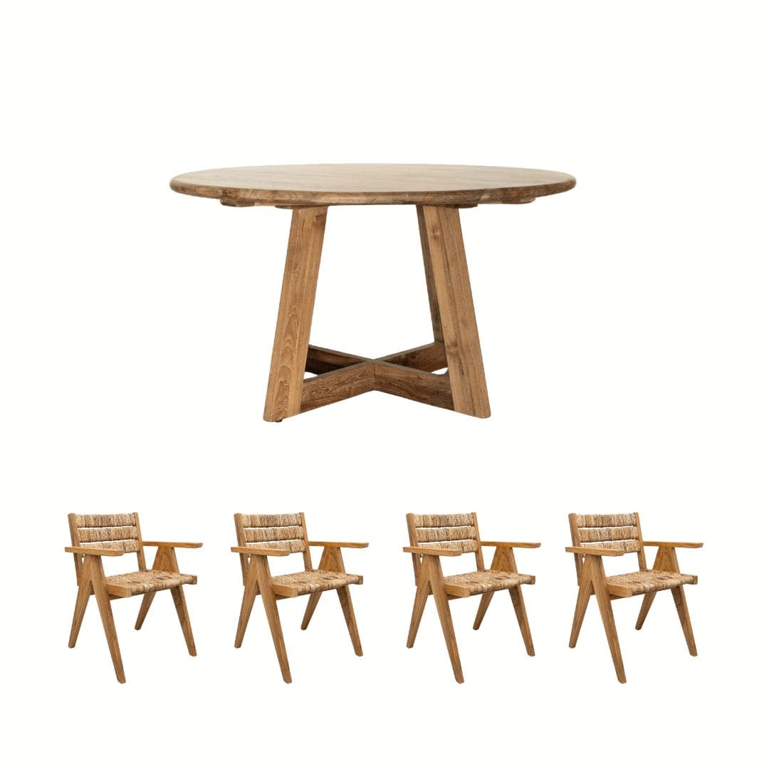 Zoco Home Bundle Abaca x Senza Dining Furniture Set