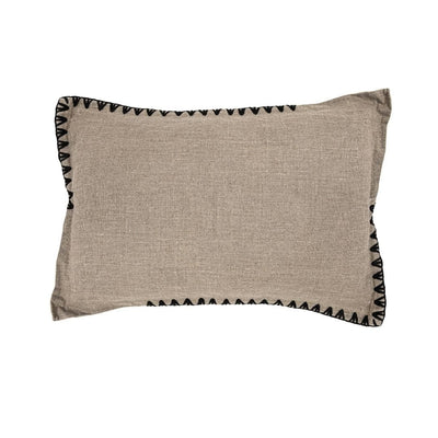 Zoco Home Amaira Rechteckiges Kissen mit Paspelierung Schwarz | 60 x 40 cm