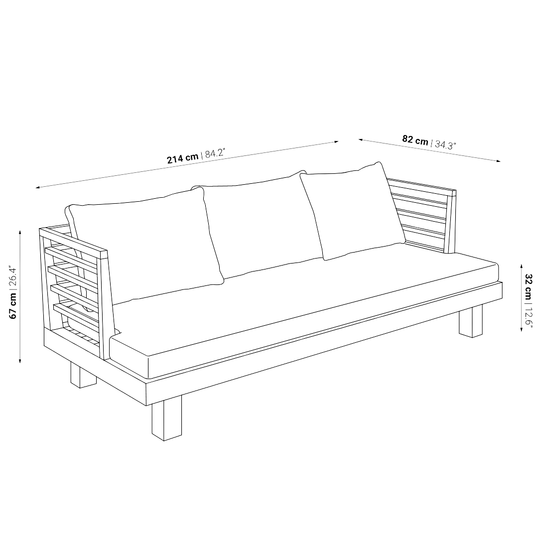 Zoco Home Outdoor Sofas Amaya Three Seater Sofa | Grey
