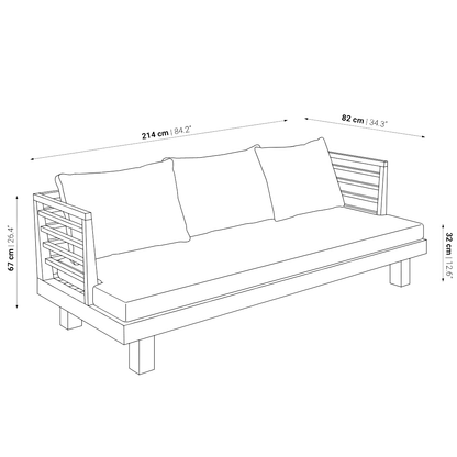 Zoco Home Outdoor Sofas Amaya Three Seater Sofa | Grey