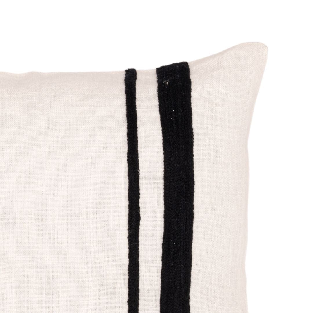 Zoco Home Arias Linen Cushion Cover | White/Black 45x45cm