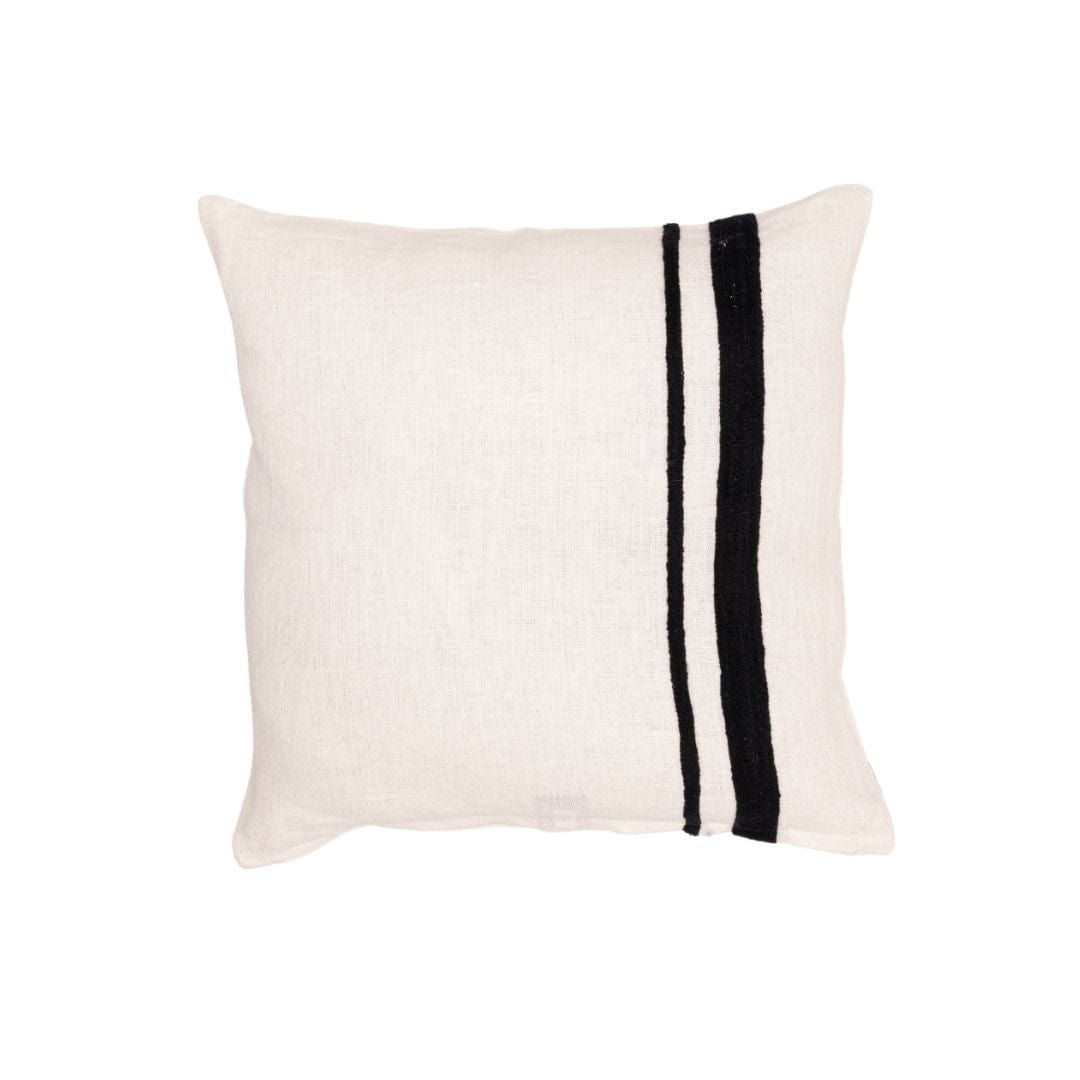 Zoco Home Arias Linen Cushion Cover | White/Black 45x45cm