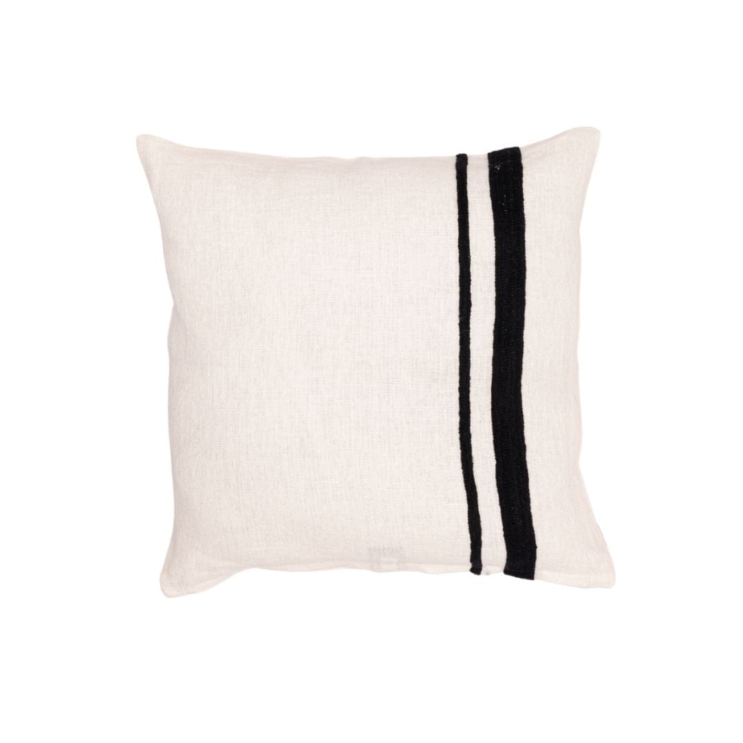 Zoco Home Decor/Textile Arias Linen Cushion Cover | White/Black 45x45cm
