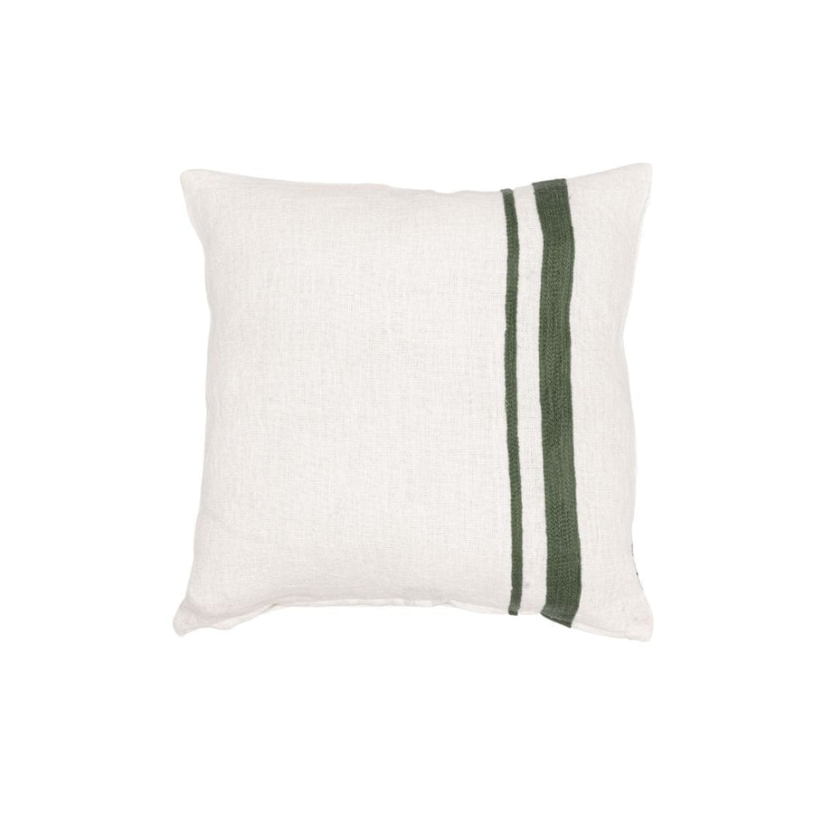 Zoco Home Arias Linen Cushion Cover | White/Olive 45x45cm