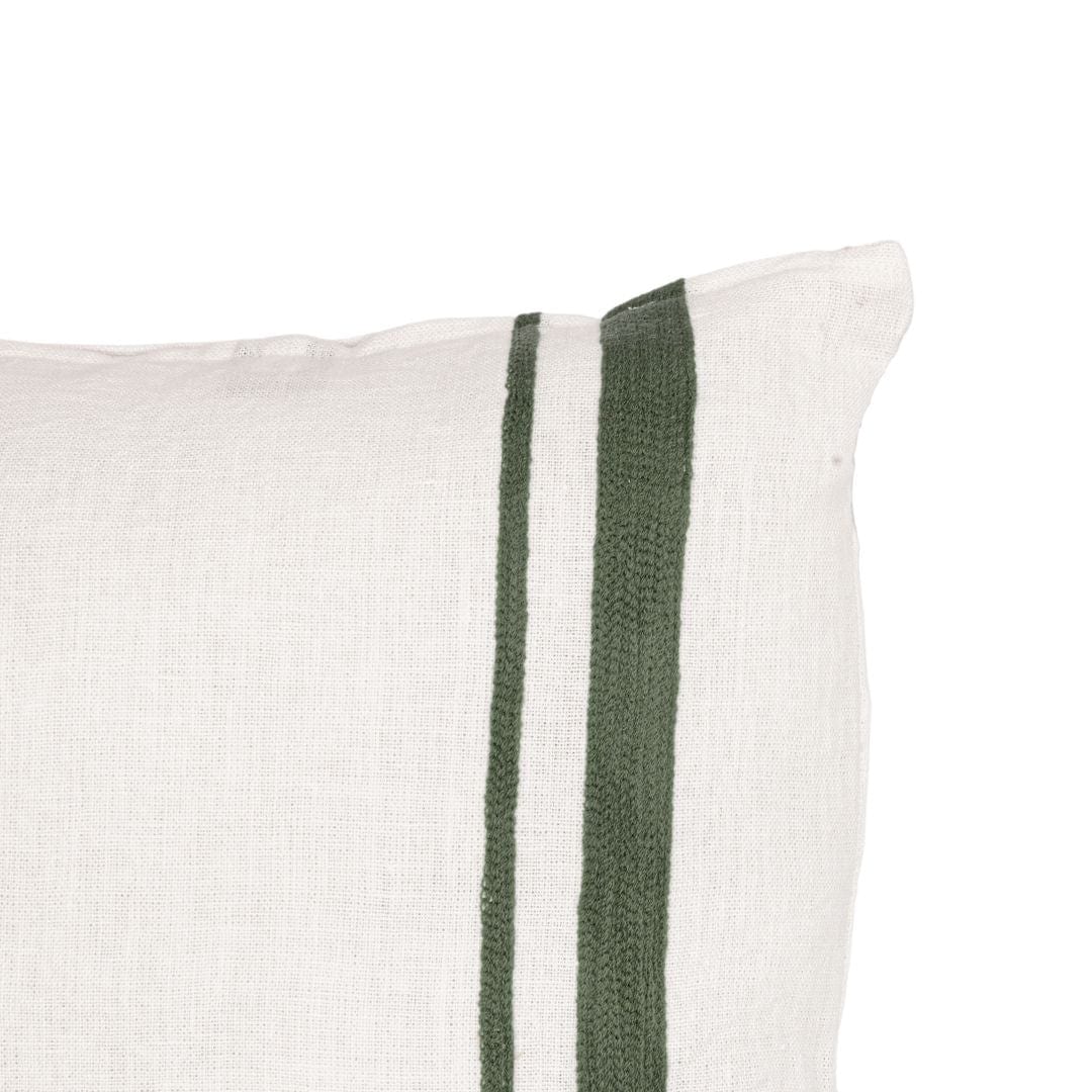 Zoco Home Arias Linen Cushion Cover | White/Olive 45x45cm