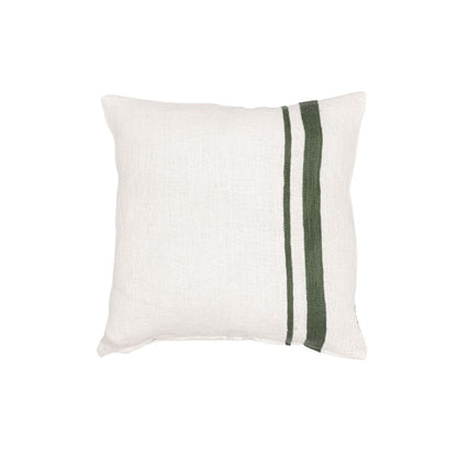 Zoco Home Decor/Textile Arias Linen Cushion Cover | White/Olive 45x45cm