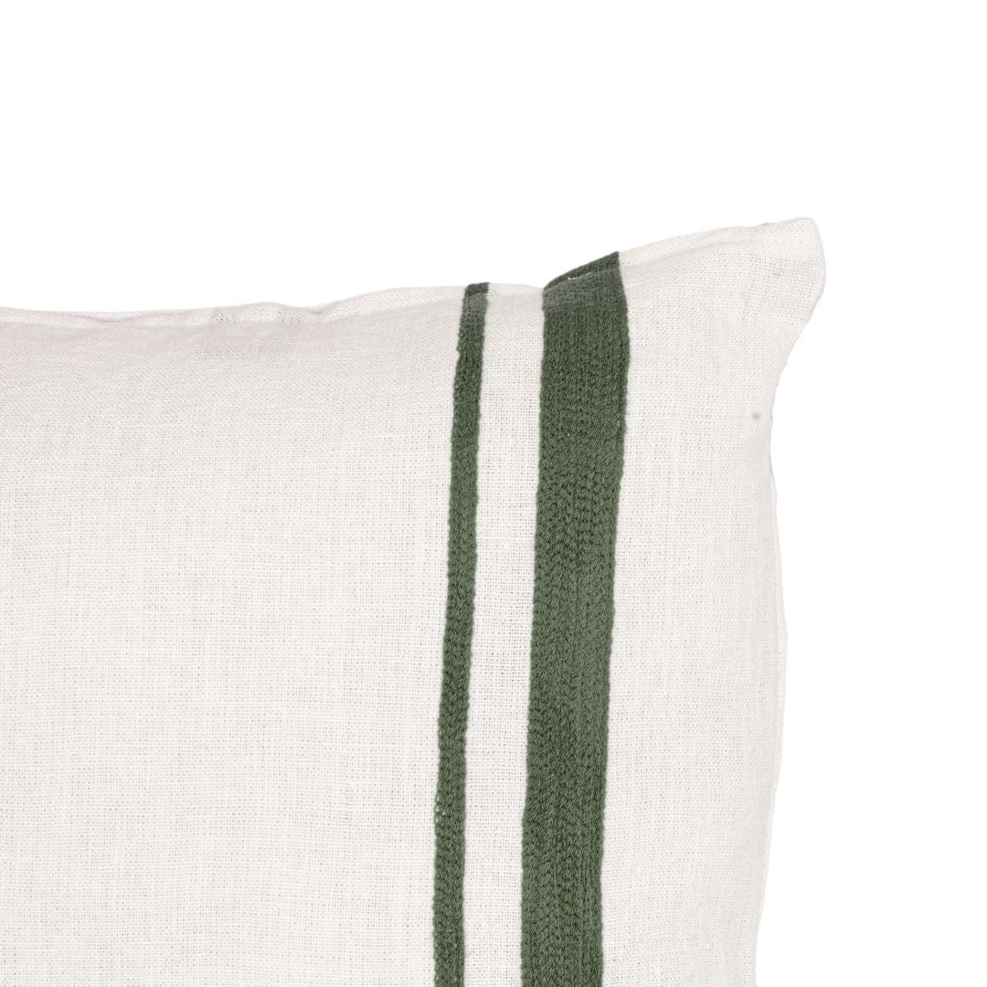 Zoco Home Decor/Textile Arias Linen Cushion Cover | White/Olive 45x45cm