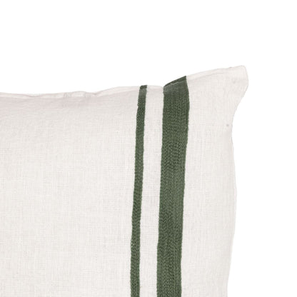 Zoco Home Decor/Textile Arias Linen Cushion Cover | White/Olive 45x45cm