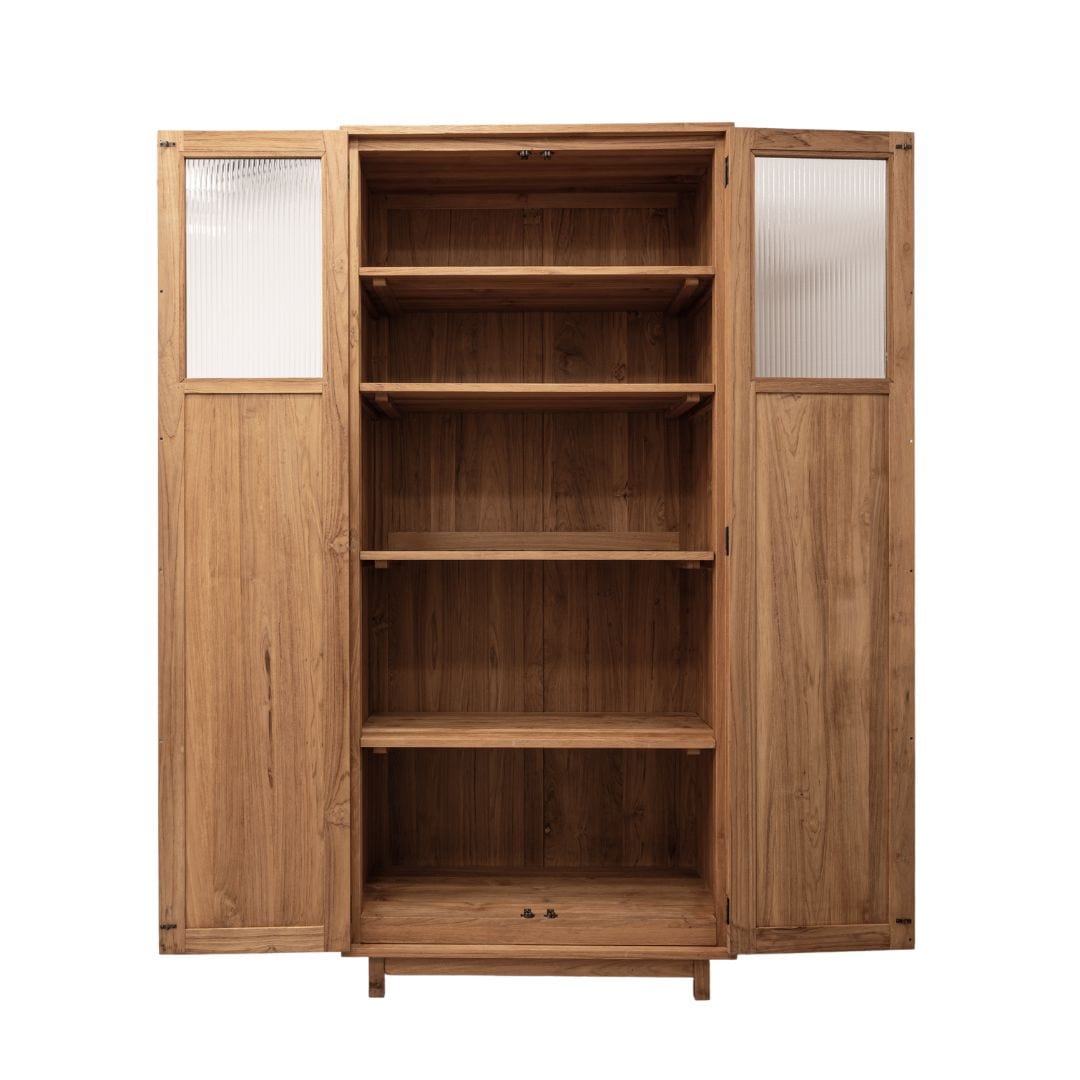 Zoco Home Furniture/Storage Arye Cabinet | Teak & Monoglass Doors