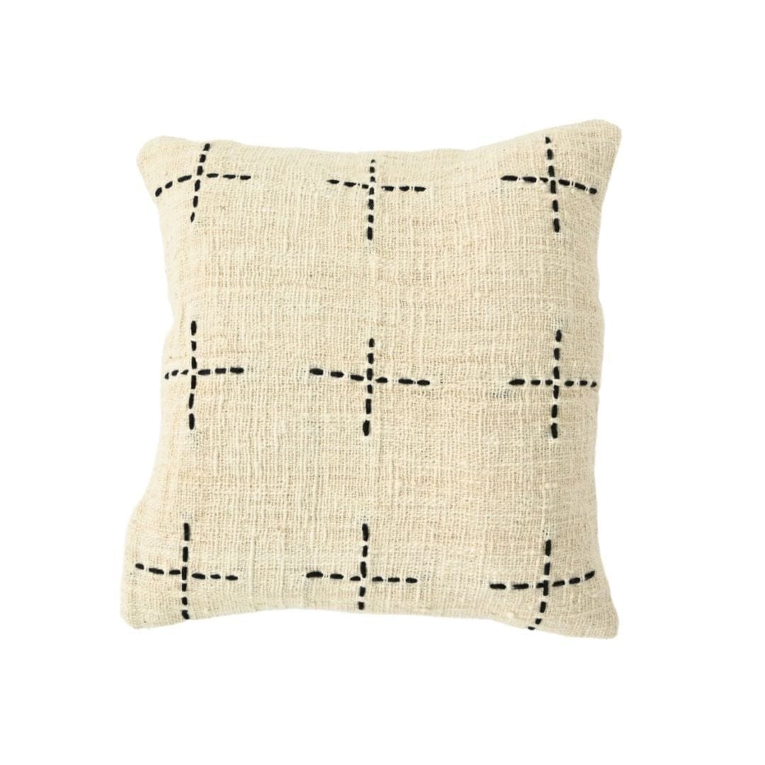 Zoco Home Furnitures Bali Cushion Cover | White 45x45cm | Hand Stitch Motif