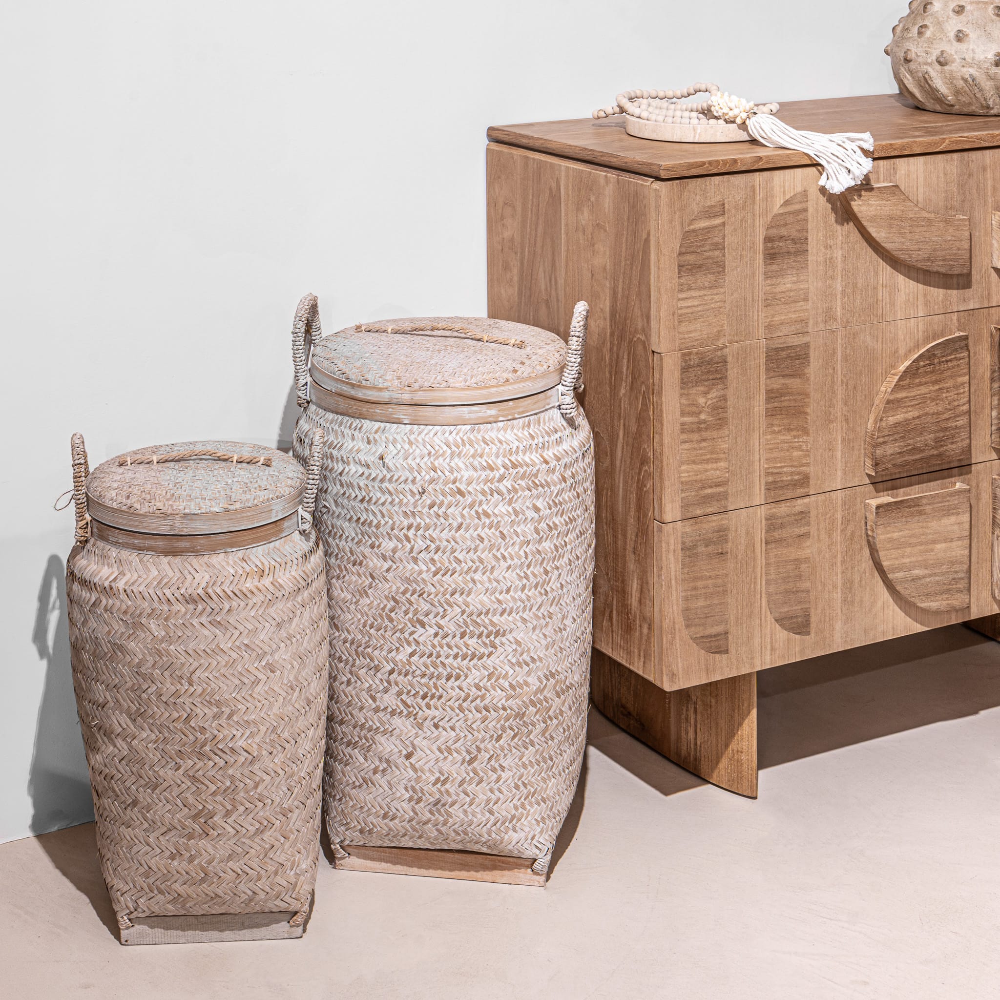 Zoco Home - Cesto in bambù | Sbiancato 30x60 cm