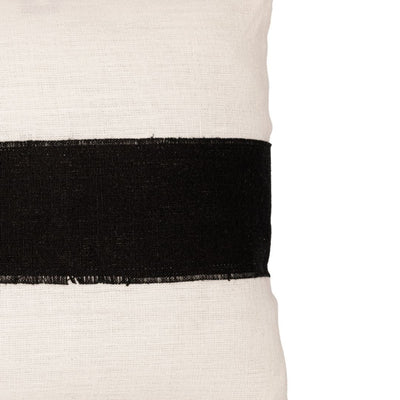 Zoco Home Fodera per cuscino in lino Bodrum | Bianco/Nero 45x45 cm