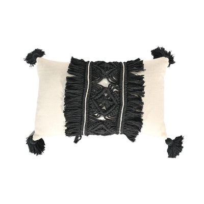 Zoco Home - Housse de coussin style bohème | Noir et blanc 50 x 30 cm