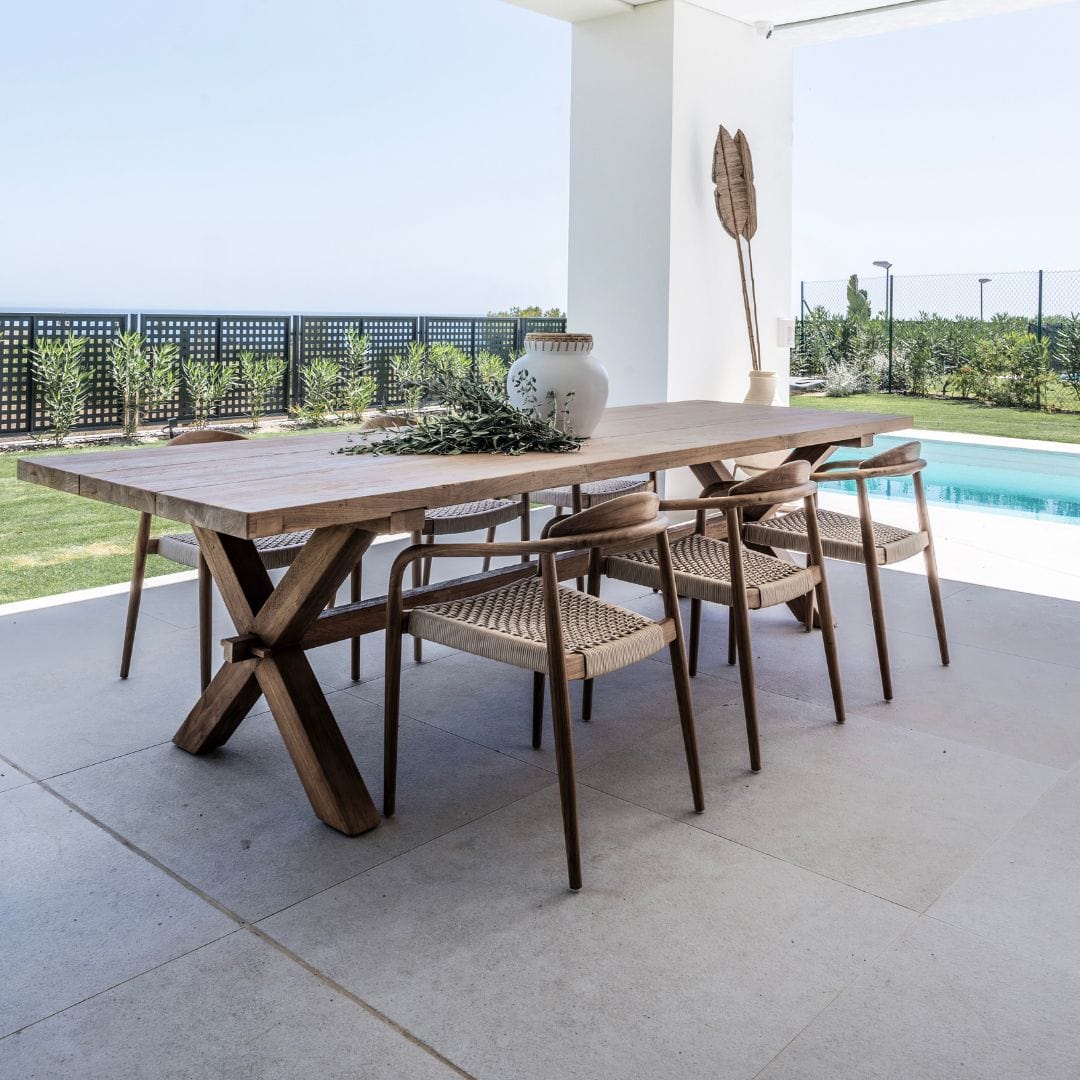 Zoco Home Borneo Outdoor Table | Stretcher | Natural Legs 250x100x76cm