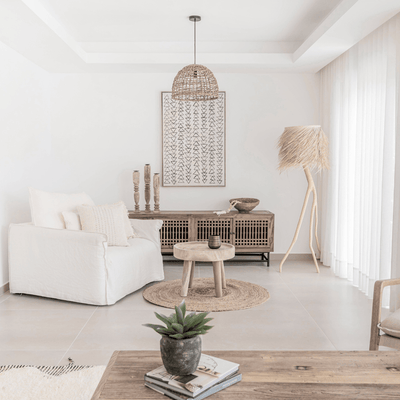 Lámpara colgante de ratán trenzado de Zoco Home | Natural