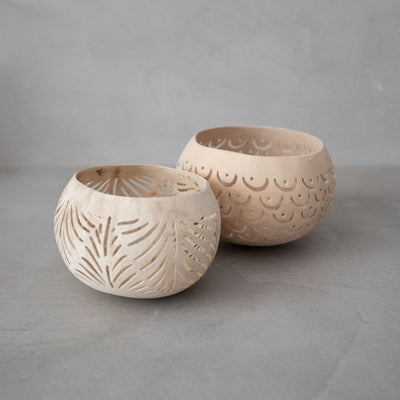 Zoco Home Suporte para velas em forma de coco | Natural 12 x 10 cm