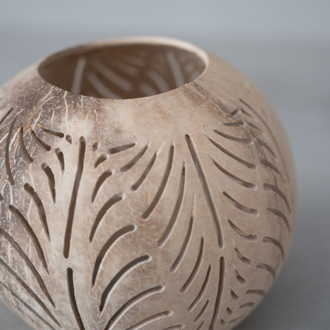 Zoco Home Decor/Accessories Coconut Tealight Holder | Open Bottom | Natural 12x10cm