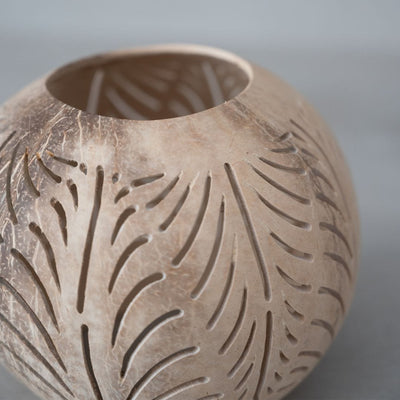 Zoco Home Décoration/Accessoires Porte-bougie chauffe-plat en noix de coco | Fond ouvert | Naturel 12 x 10 cm