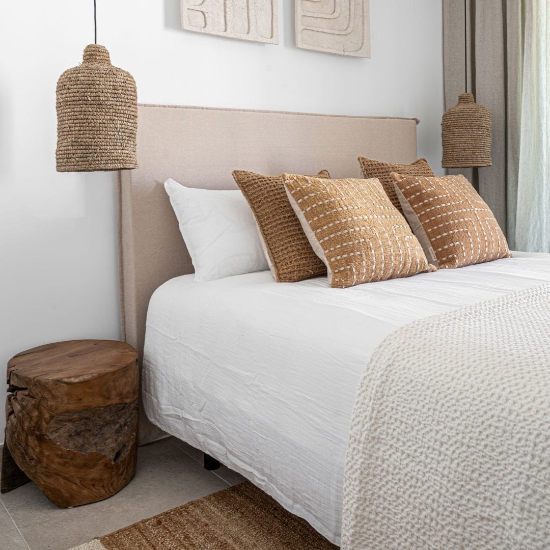 Zoco Home Decor/Textile Cotton Cushion Cover Multi Stitch | Oatmeal 50x50cm