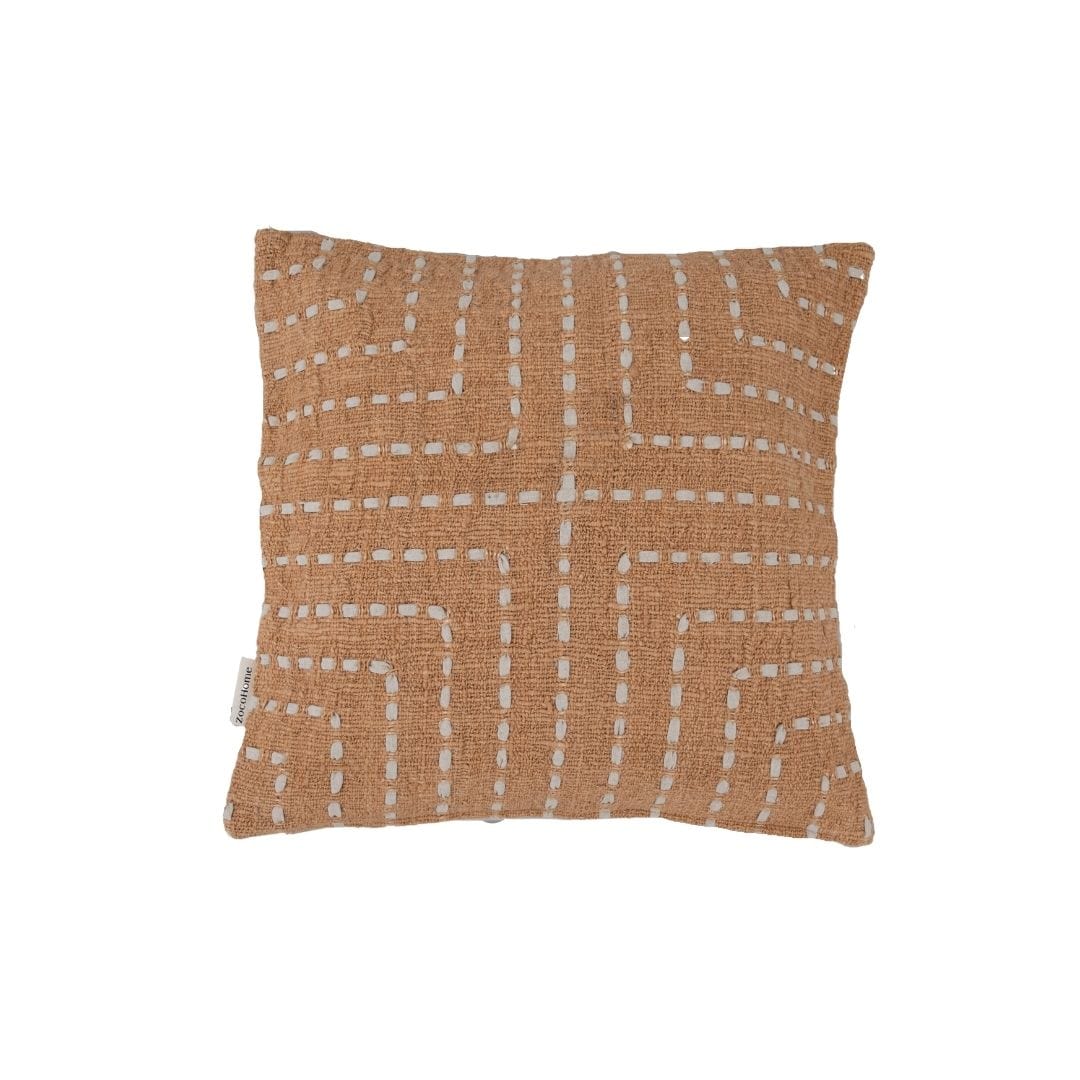 Zoco Home Decor/Textile Cotton Cushion Cover Multi Stitch | Oatmeal 50x50cm