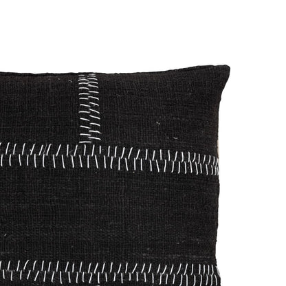 Zoco Home Decor/Textile Cotton Cushion Cover Rustic Stitch | Black 40x60cm