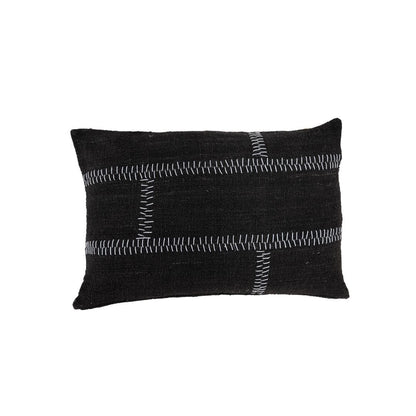 Zoco Home Decor/Textile Cotton Cushion Cover Rustic Stitch | Black 40x60cm