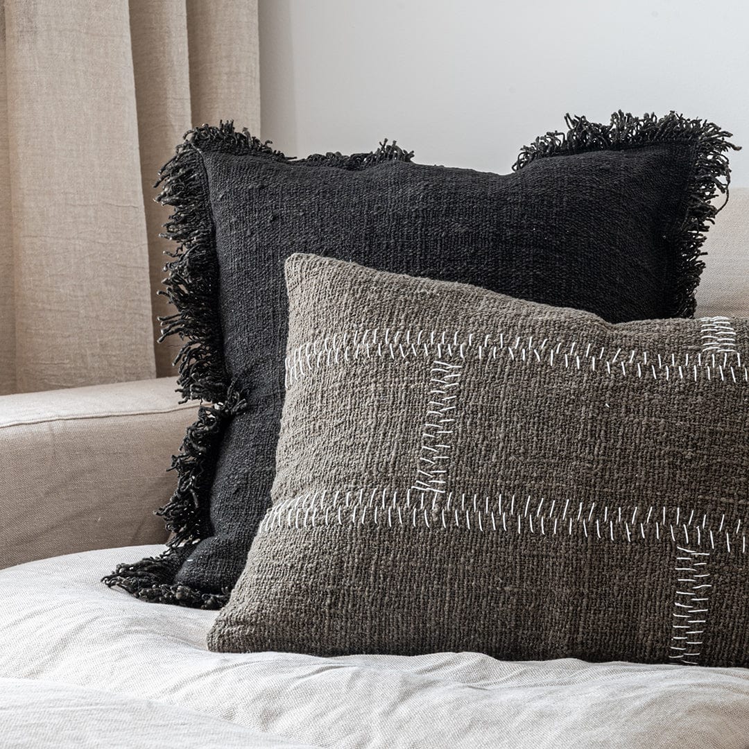 Zoco Home Cotton Cushion Cover Rustic Stitch | Charcoal 40x60cm