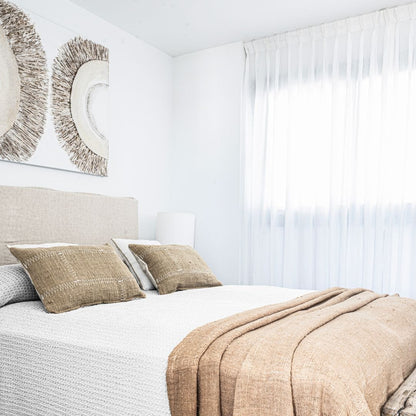 Zoco Home Decor/Textile Cotton Hand Woven Bed Cover  | Oatmeal 270x270cm