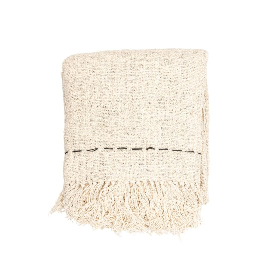 Zoco Home Textiles Cotton Throw Line | Off-White | 235x130cm