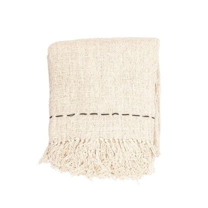 Zoco Home Textiles Cotton Throw Line | Off-White | 235x130cm
