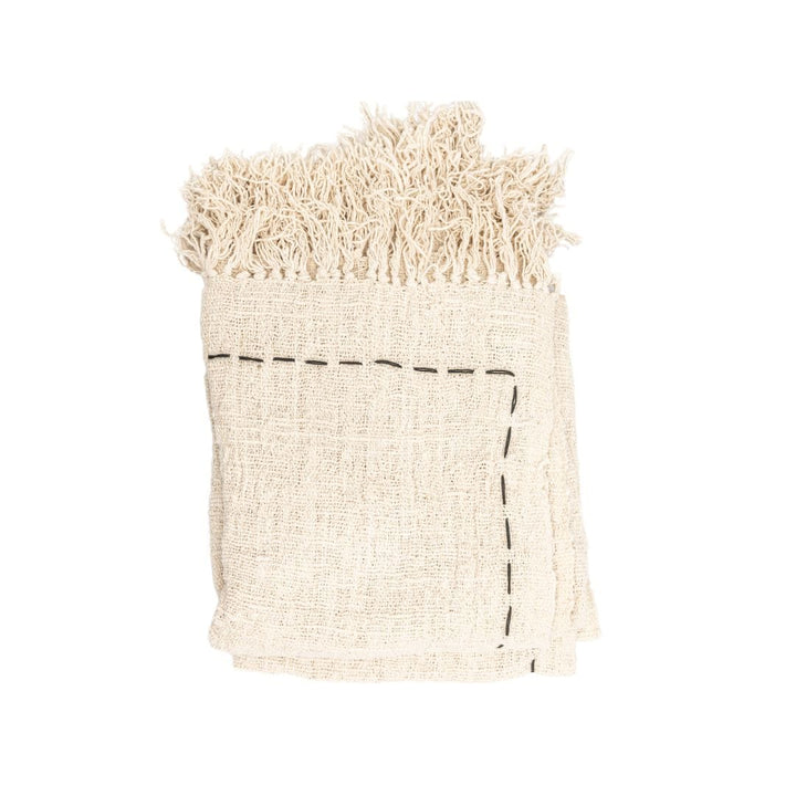 Zoco Home Textiles Cotton Throw Line | Off-White | 235x130cm