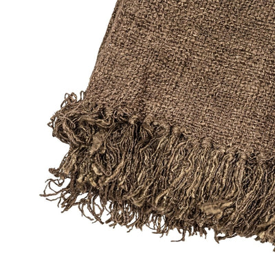 Zoco Home Etera Überwurf mit Fransen, braun | 130 x 170