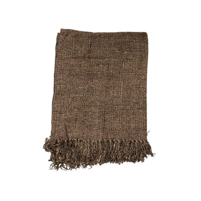 Zoco Home Etera Überwurf mit Fransen, braun | 130 x 170