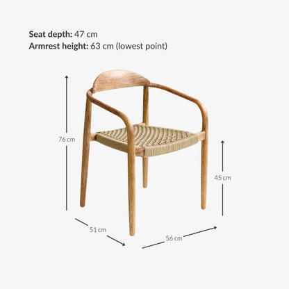 Zoco Home Outdoor/Chair/Dining Eucalyptus Outdoor Chair | Sand 57x52x76cm