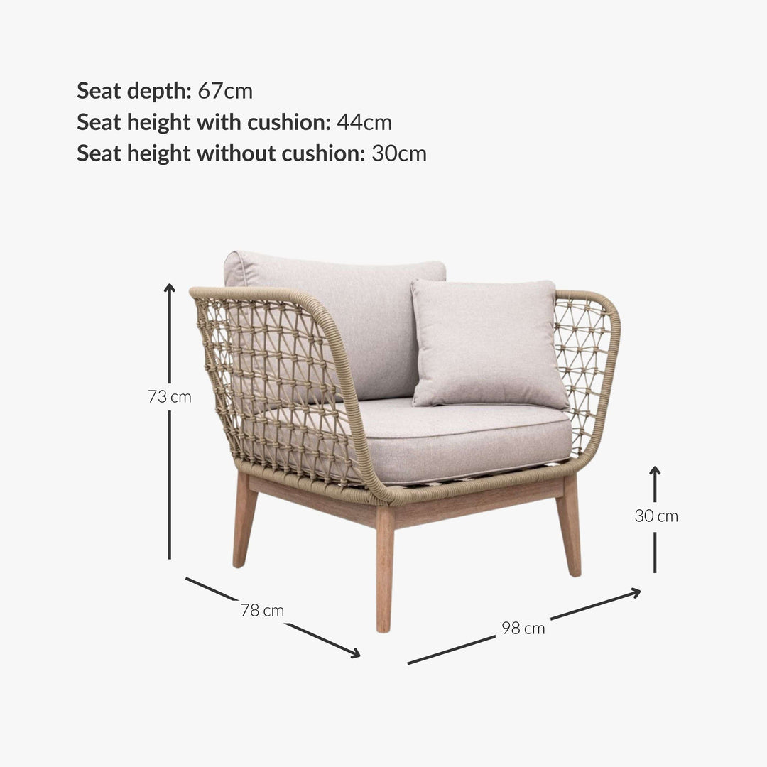 Zoco Home Furniture Eucalyptus Single Sofa | 95x77x73cm