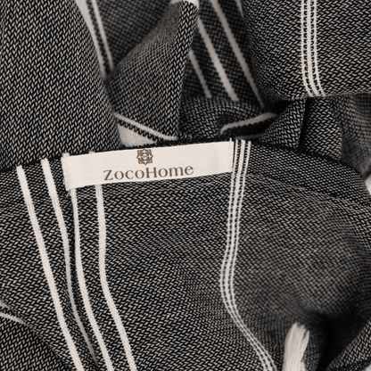 Zoco Home Decor/Textile Fouta Stripe Towel | Black 90x175cm