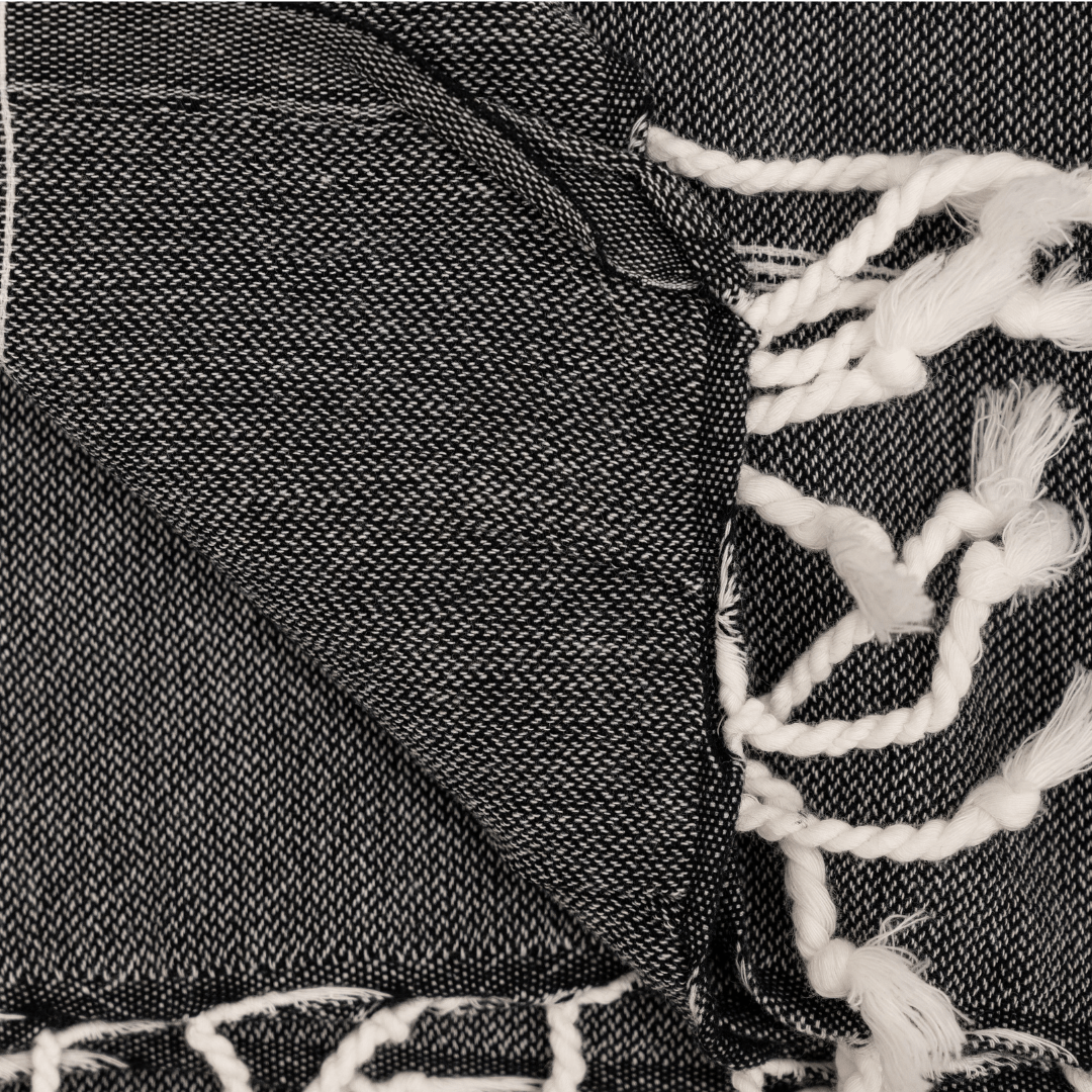 Zoco Home Textiles Fouta Stripe Towel | Black 90x175cm