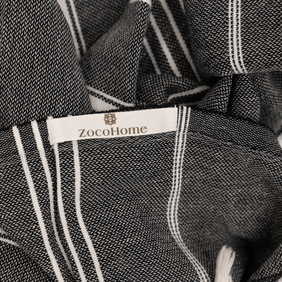 Zoco Home Textiles Fouta Stripe Towel | Black 90x175cm
