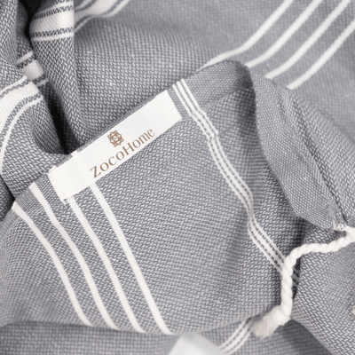 Zoco Home Fouta-Streifen-Handtuch | Anthrazit 90 x 175 cm