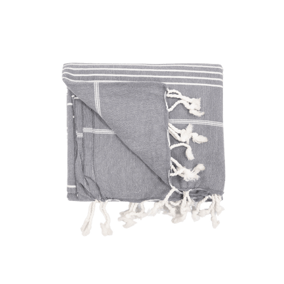 Zoco Home Fouta-Streifen-Handtuch | Anthrazit 90 x 175 cm