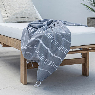 Zoco Home Fouta-Streifen-Handtuch | Anthrazit 90 x 175 cm