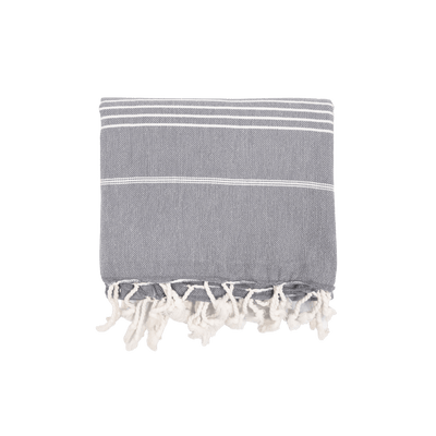 Zoco Home Fouta-Streifen-Handtuch | Anthrazit 90 x 175 cm