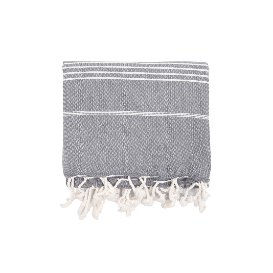Zoco Home Textiles Fouta Stripe Towel | Charcoal Grey 90x175cm