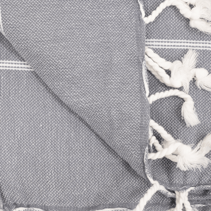 Zoco Home Textiles Fouta Stripe Towel | Charcoal Grey 90x175cm